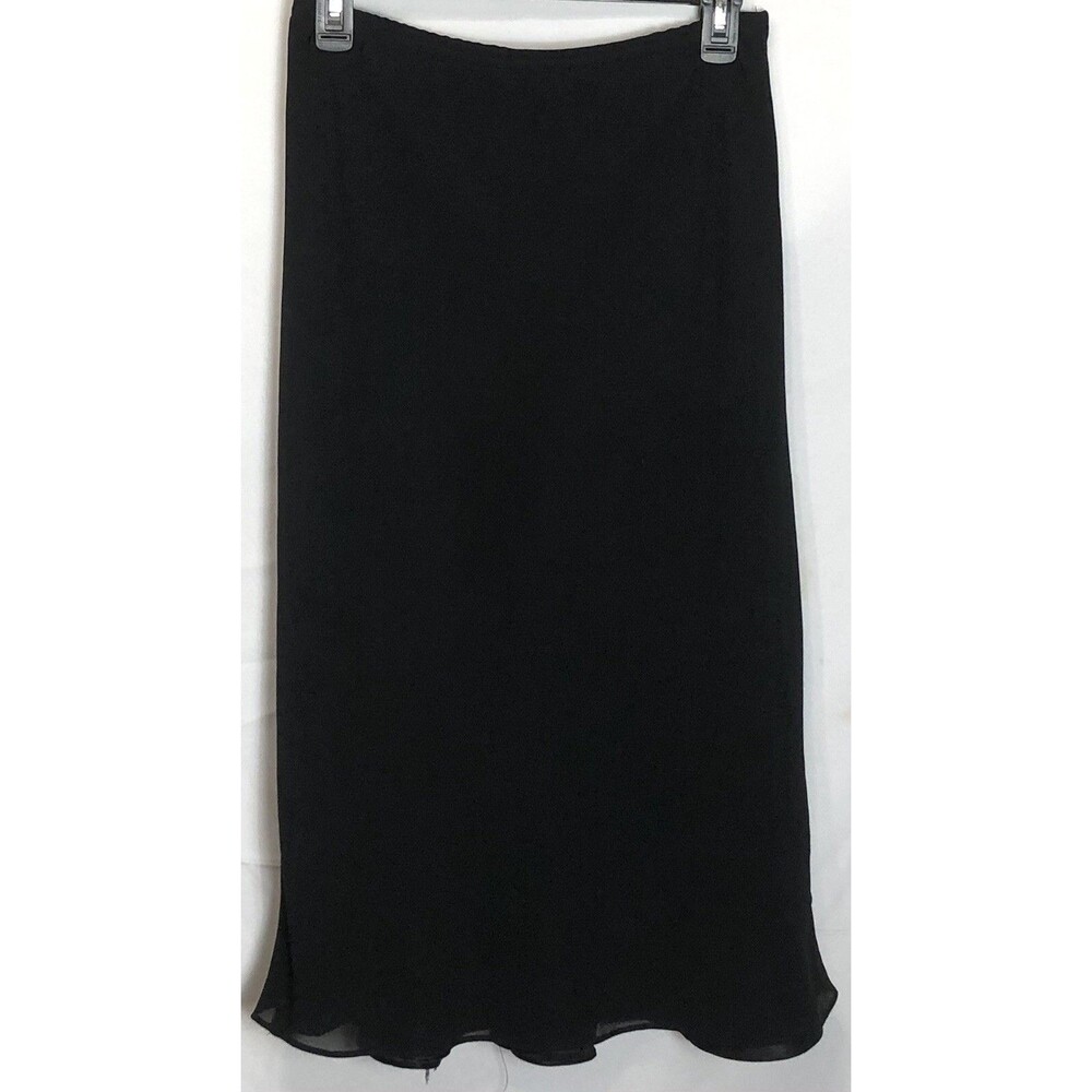 Studio 1940 Midi Straight Skirt 4 Blk Ruffle Hem layered 24"W career Work Wear